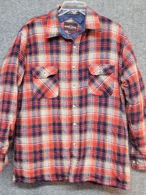 Northwest Territory Red & Navy Plaid Flannel Quilted Shirt Jacket